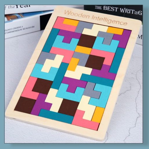 Colorful 3D Wooden Puzzle Tetris Game