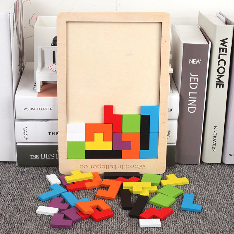 Colorful 3D Wooden Puzzle Tetris Game