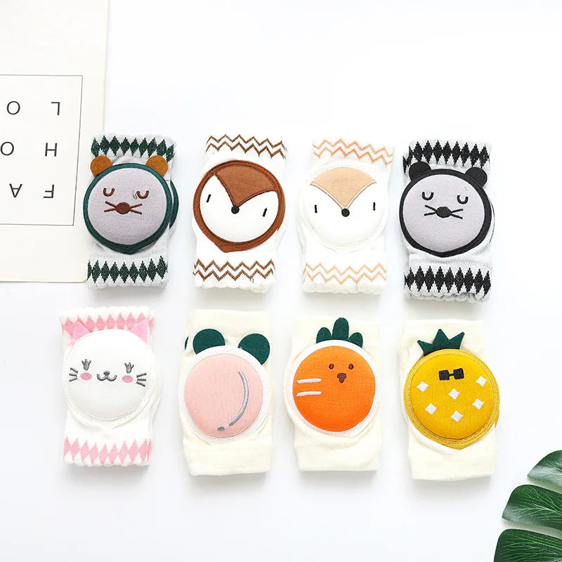 Baby Knee Pads with Cute Animal Embroidery