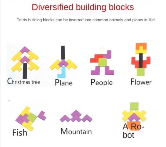 Colorful 3D Wooden Puzzle Tetris Game
