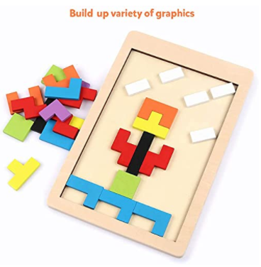 Colorful 3D Wooden Puzzle Tetris Game