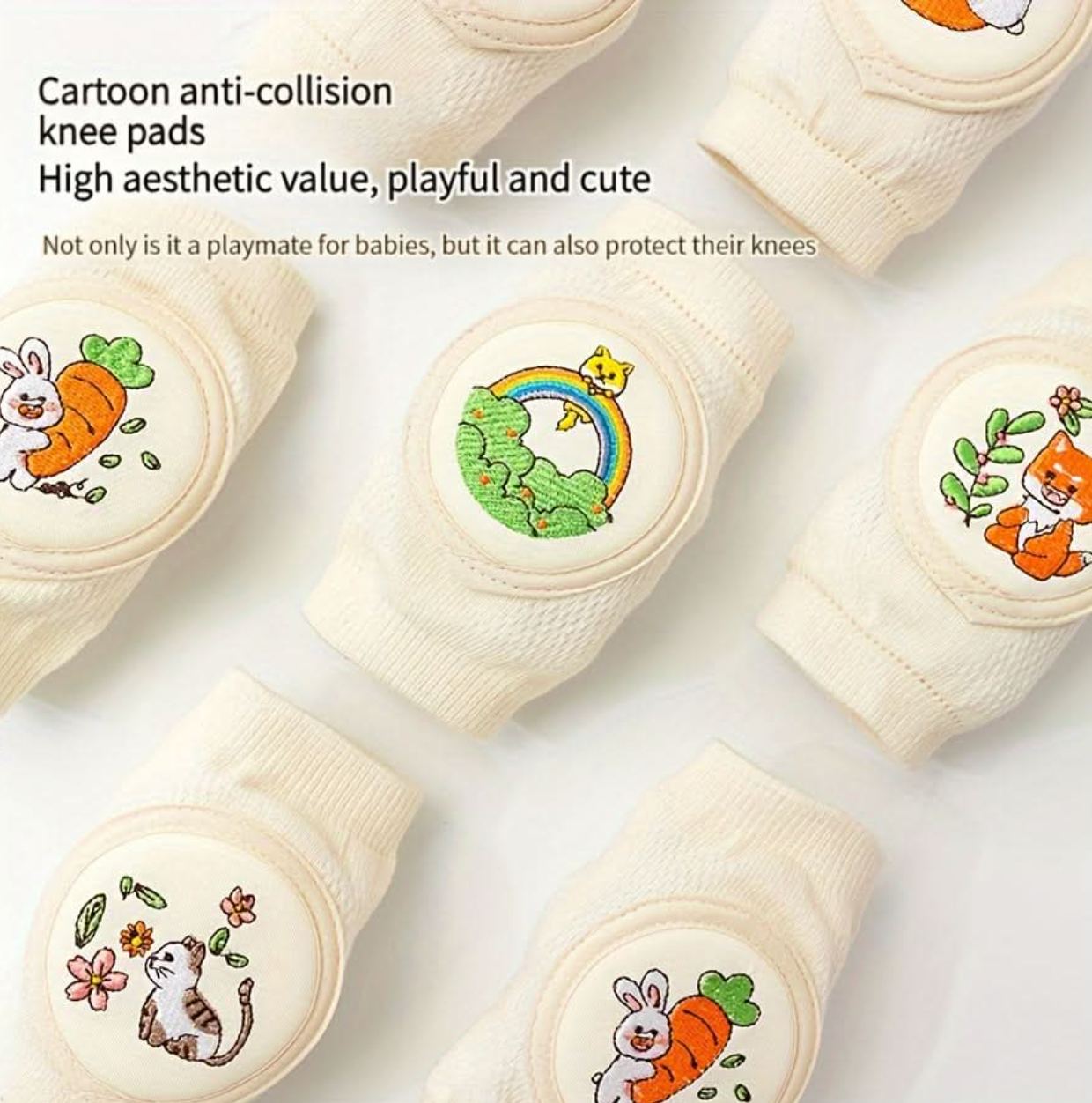 Baby Knee Pads with Cute Animal Embroidery