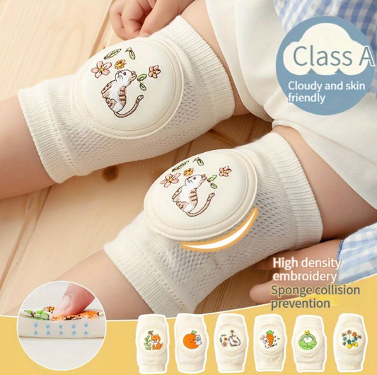 Baby Knee Pads with Cute Animal Embroidery