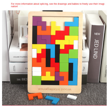 Colorful 3D Wooden Puzzle Tetris Game