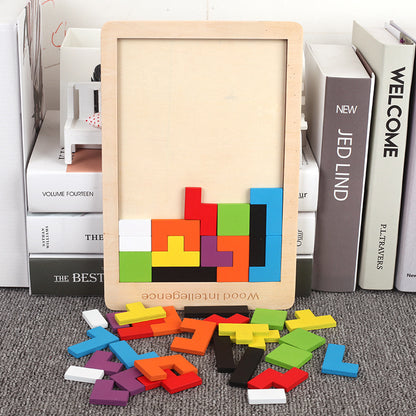 Colorful 3D Wooden Puzzle Tetris Game