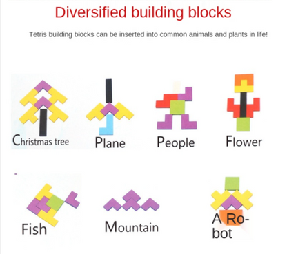 Colorful 3D Wooden Puzzle Tetris Game